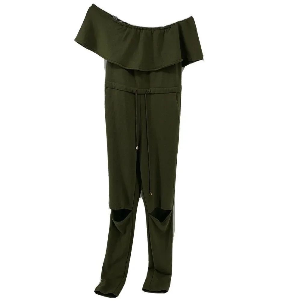 Fashion Nova Off Shoulder Split Knee Jumpsuit M